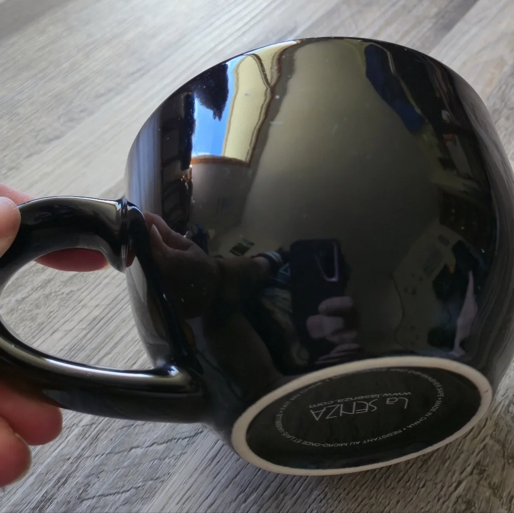 La Senza Northpole Black Reindeer Mug Gold Script Rudolph Oversized - Picture 5 of 6